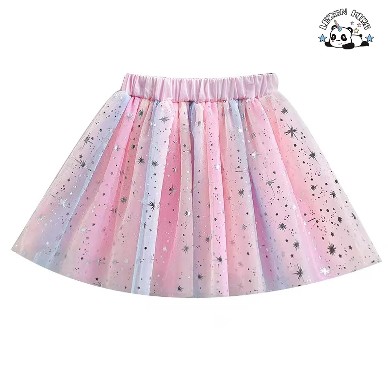 LEZONKIDS - Saias Tutu Doces Personalizáveis para Meninas, Saia Plissada de Tule Macio com Brilho para Crianças